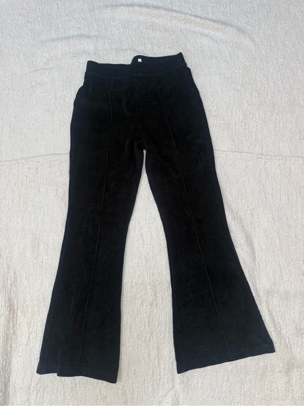 Aerie Black Flared Ribbed Velour Lounge Pants Size Medium Short Petite